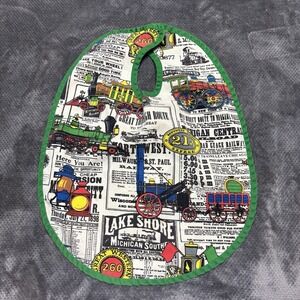 Vintage Handmade Train‎ Railroad Print Infant Toddler Bib